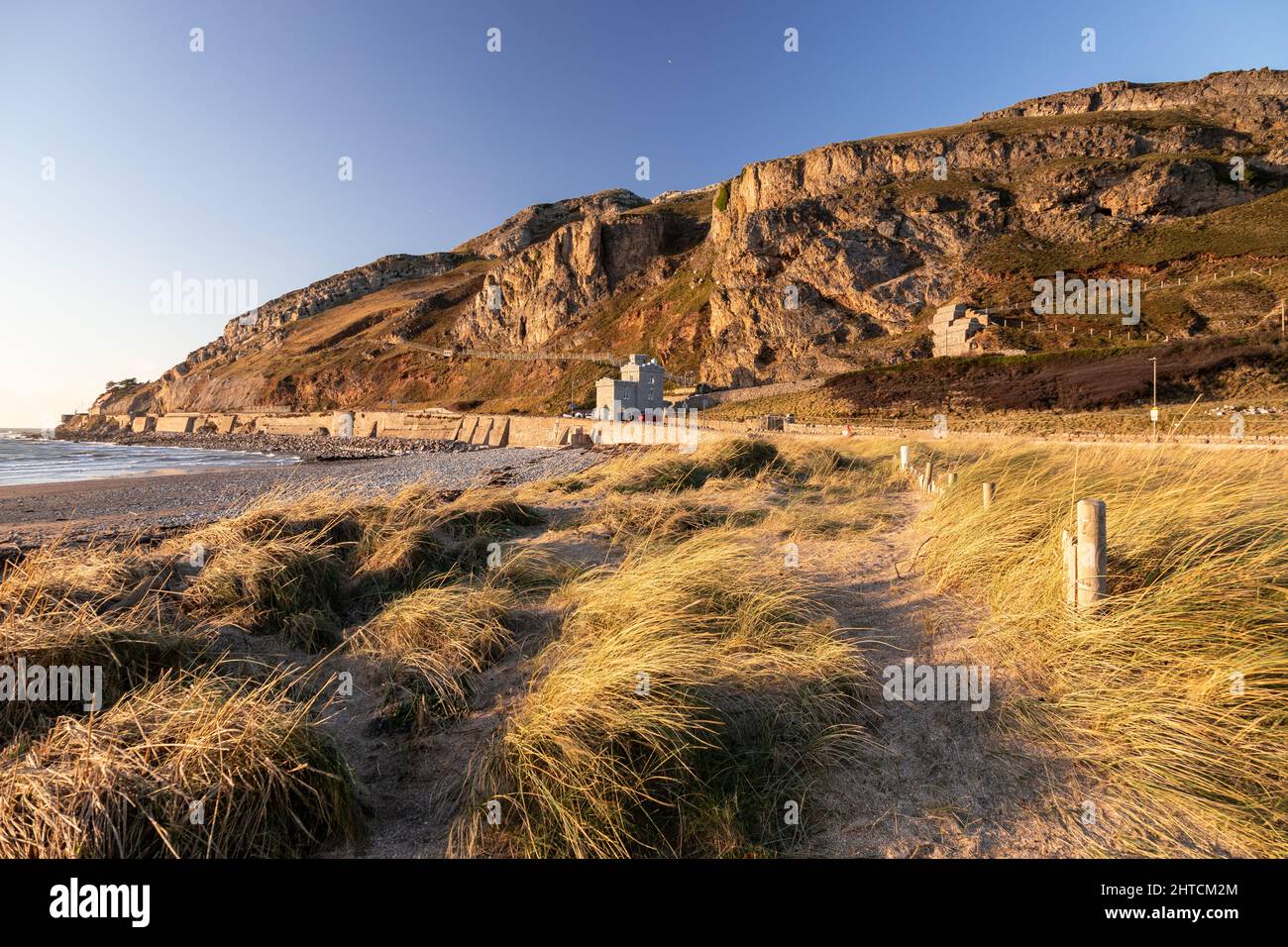 Great Orme headland from Llandudno West Shore on the North Wales coast Stock Photo