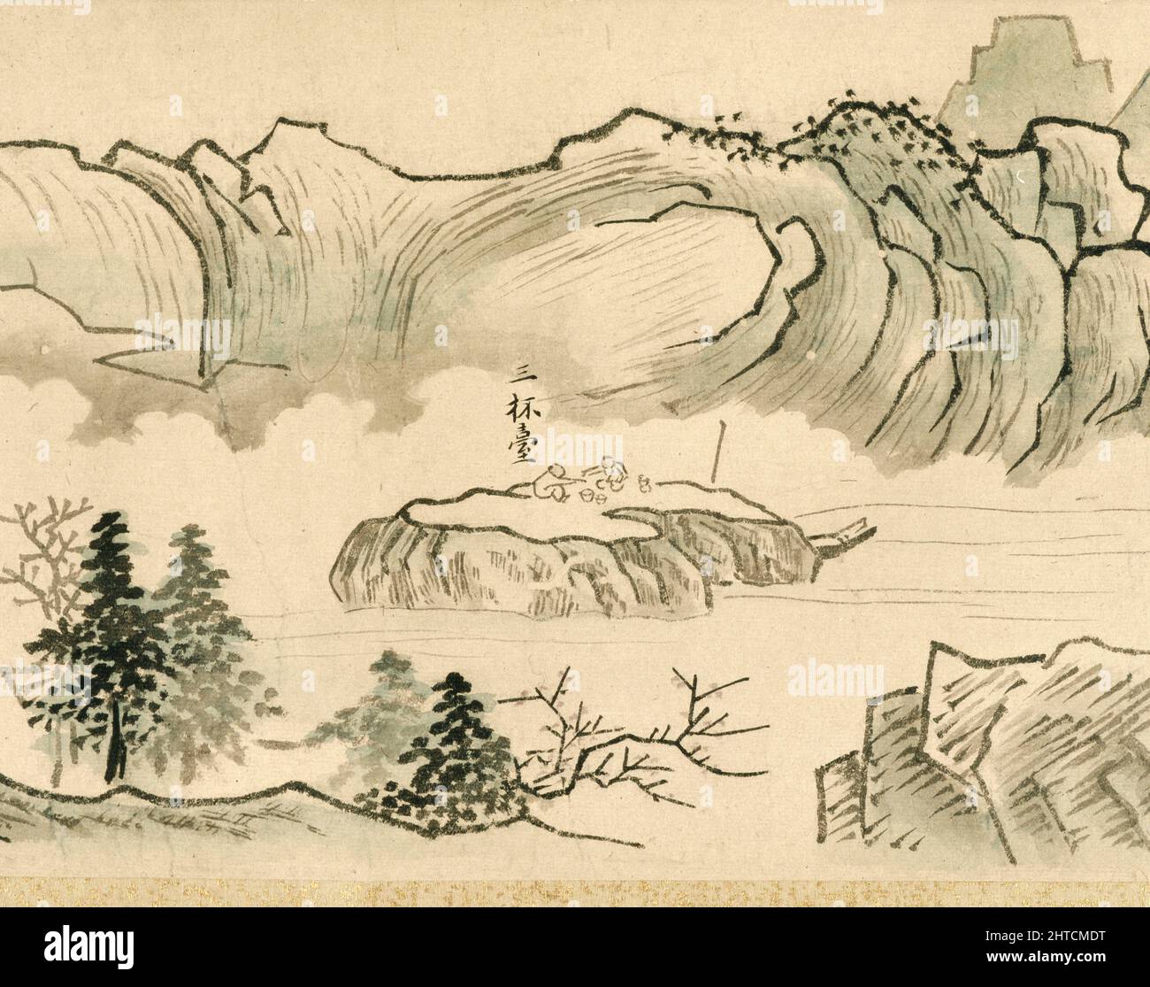 Nine bends of the Jiuquxi River in the Wuyi mountains, 1772. Dimensions: 22.9 x 577.4 cm (height x width) ; 27.5 cm along roller (length) ; 26 cm without roller (length) ; 5.4 cm (diameter). Stock Photo