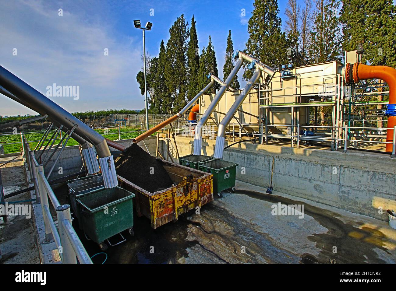 Waste Management facility. Changing sludge and garbage into compost for agriculture photographed in Israel Stock Photo