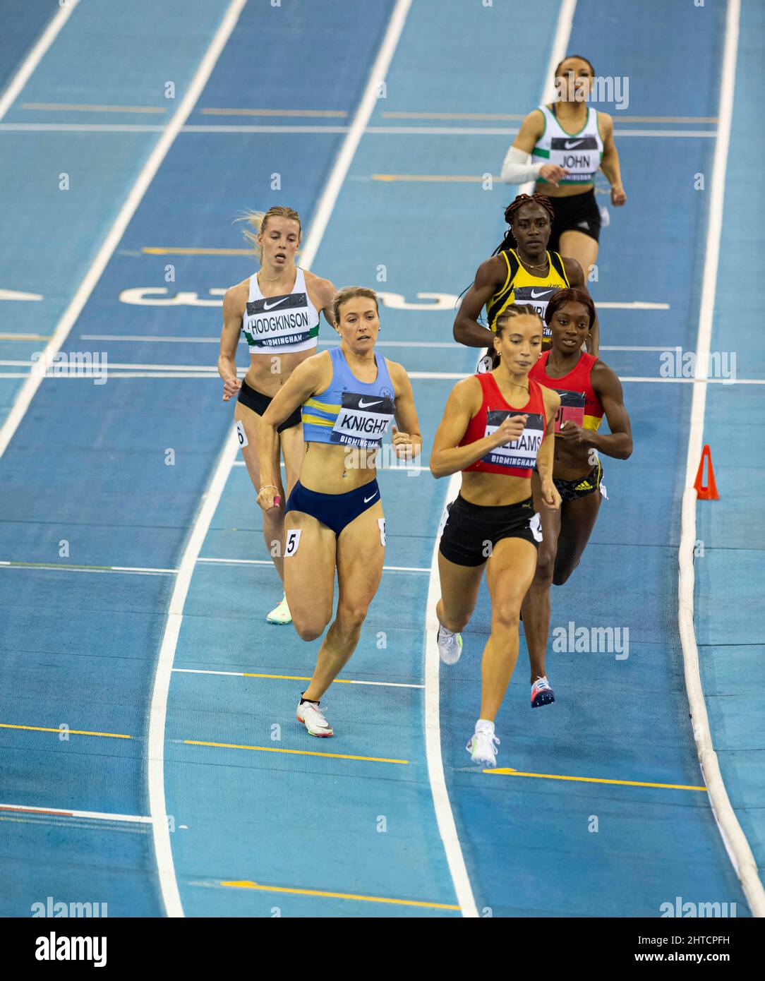 Sunday 27 February 2022 :  During the 400 Meters race at the UK Athletics Indoor Championships and World Trials  Birmingham at the Utilita Arena Birmingham Day 2 Stock Photo