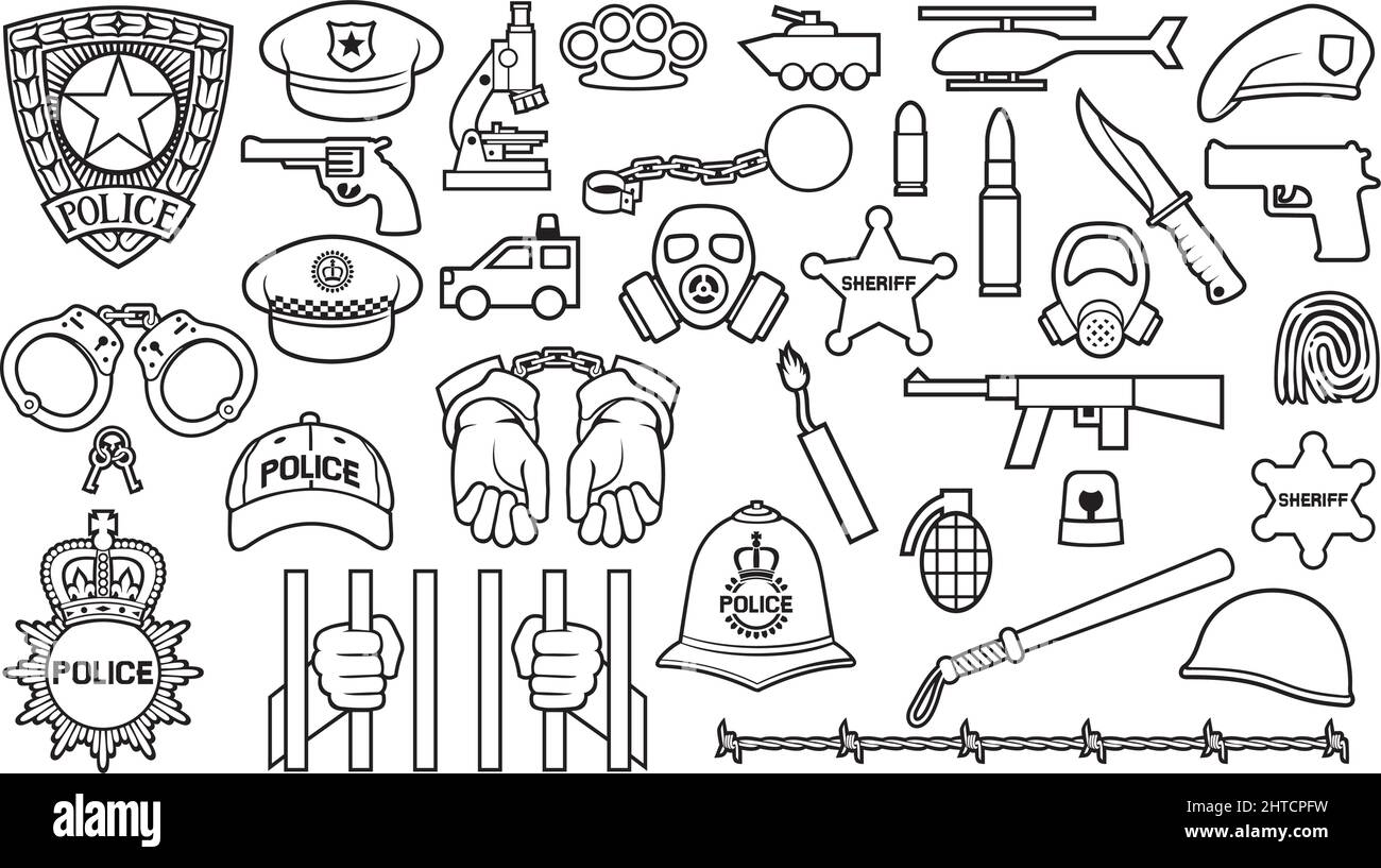 Police thin line icons set vector illustration Stock Vector
