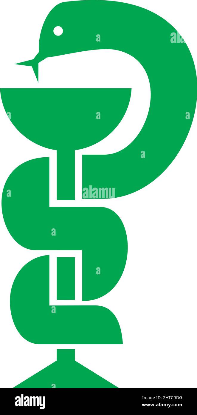 Snake and a bowl - medical symbol (emblem for drugstore, pharmacy sign). Vector illustration. Stock Vector