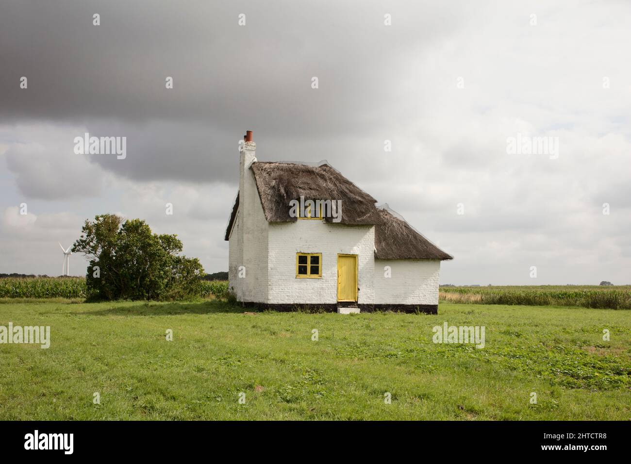 Canary Cottage, Knarr Farm, Thorney Toll, Thorney, City of Peterborough, Cambridgeshire, 2019. General view of Canary Cottage from the south-west. Stock Photo