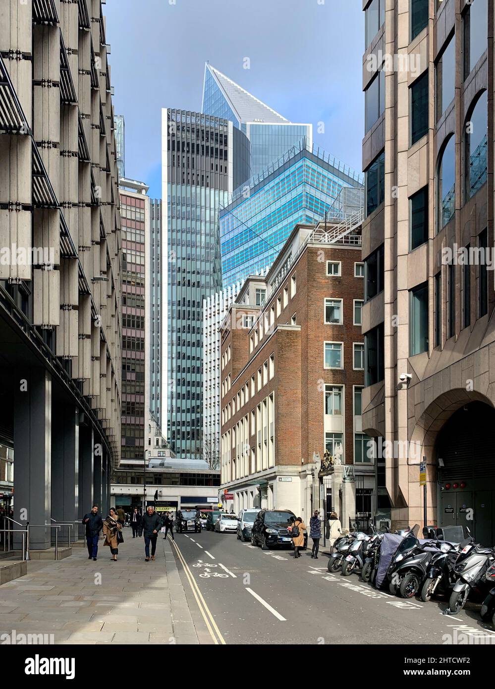 A vertical shot of Mincing Lane in the City of London, UK Stock Photo
