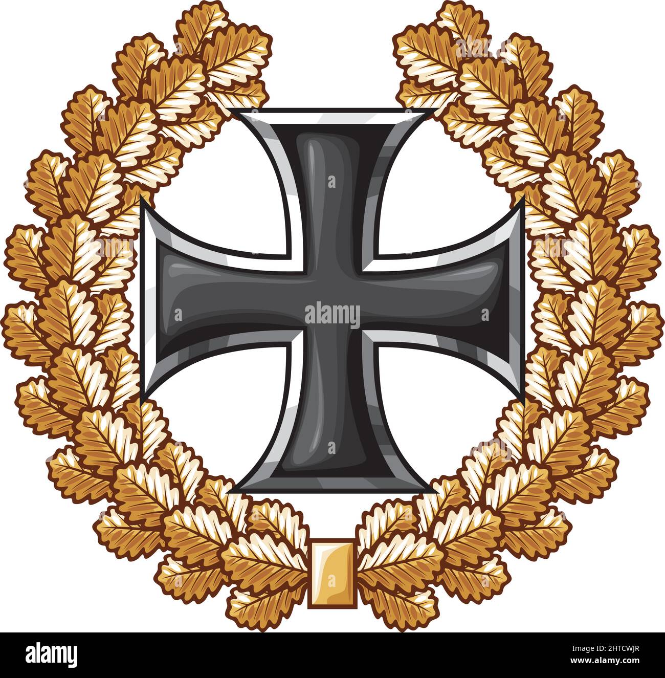 German iron cross and oak wreath heraldic emblem vector illustration