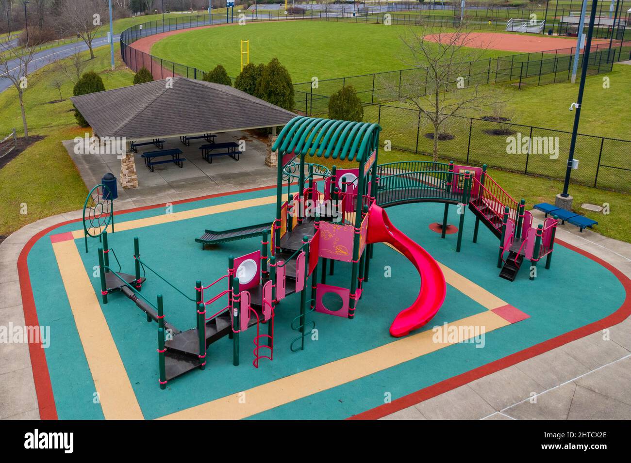 High-angle shot of a colorful children