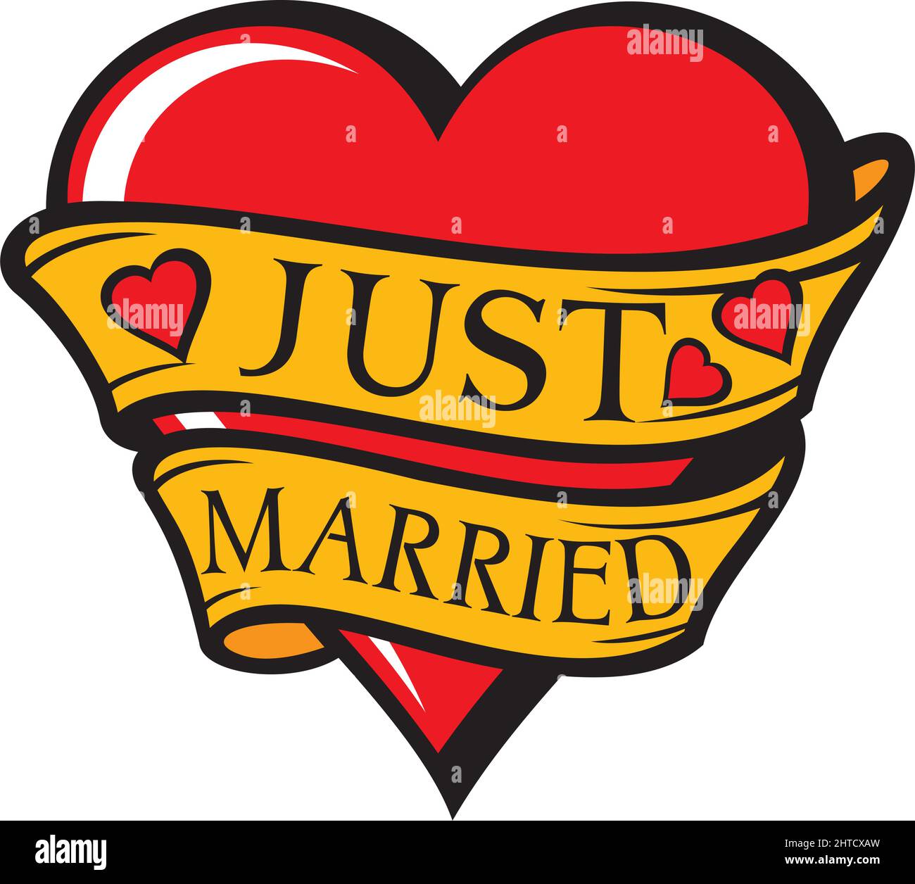 Just married design with heart vector illustration Stock Vector