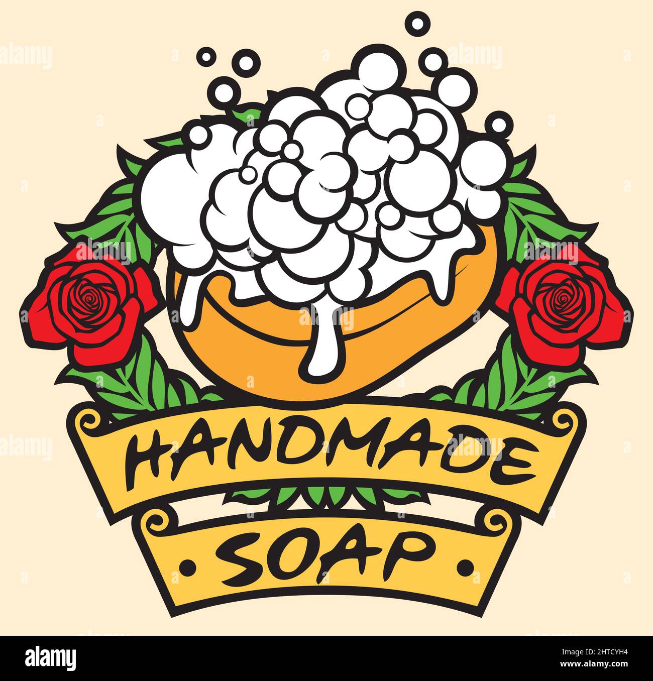 Natural handmade soap label vector illustration Stock Vector Image