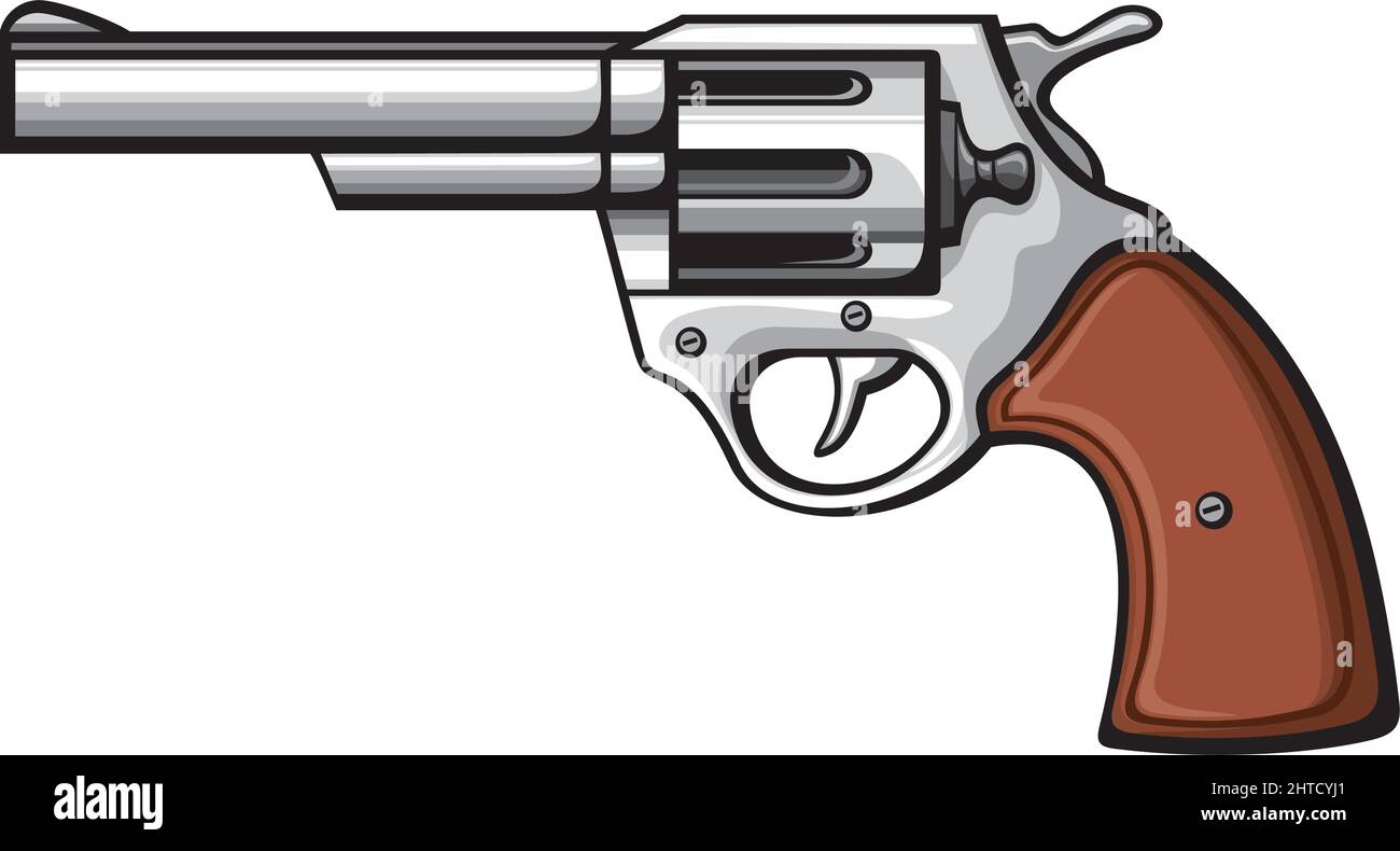 Handgun (pistol vector, revolver) vector illustration Stock Vector