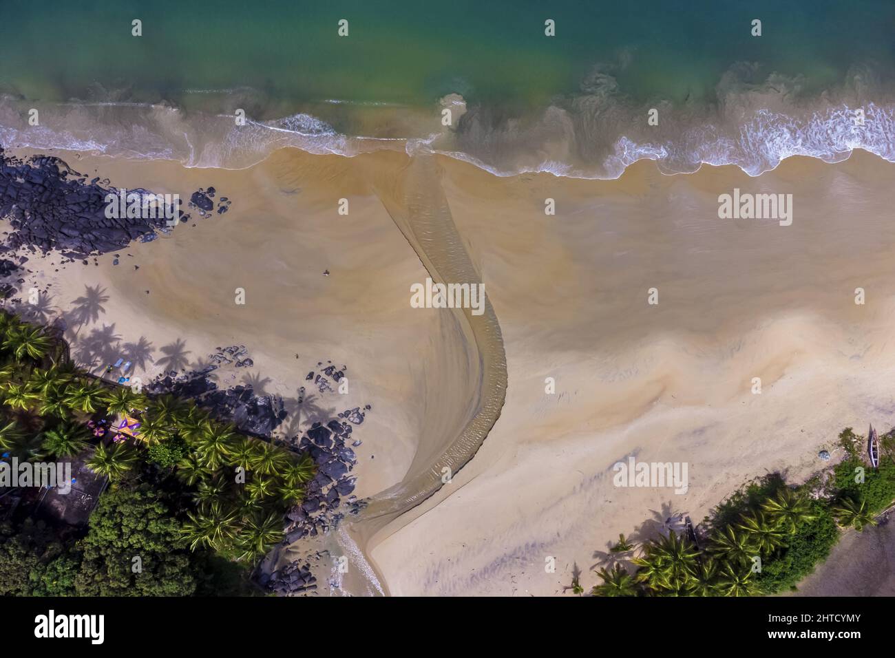 Aerial photo of the bureh beach with sea wave Stock Photo