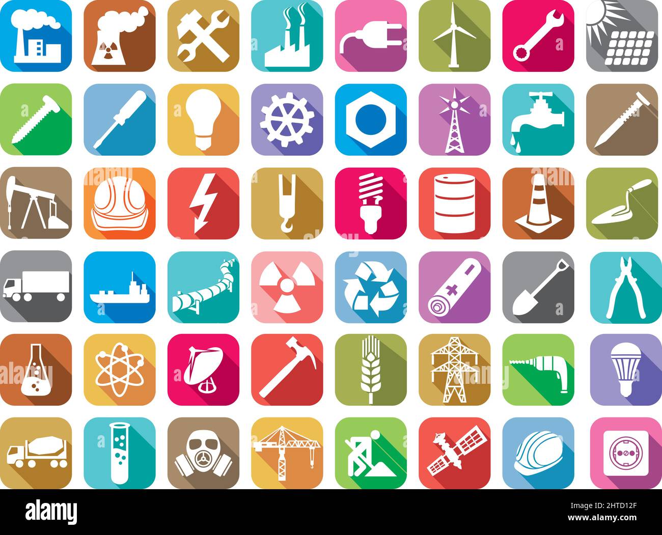Industry flat icons set vector illustration Stock Vector Image & Art ...