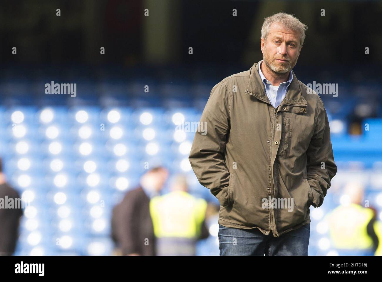 28 February 2022 - ROMAN ABRAMOVICH - CHELSEA FC   FILE PHOTO  ROMAN Abramovich WALKS ACROSS THE PITCH AT STAMFORD BRIDGE AFTER GOING IN TO SEE THE TEAM AFTER THE MATCH AS CHELSEA WIN THE PREMIERSHIP TITLE Chelsea v Crystal Palace Barclays Premiership - Stamford Bridge  Chelsea v Crystal Palace, Barclays Premier League, Stamford Bridge, London, Britain - 03 May 2015 Picture : © Mark Pain / Alamy Live News Stock Photo
