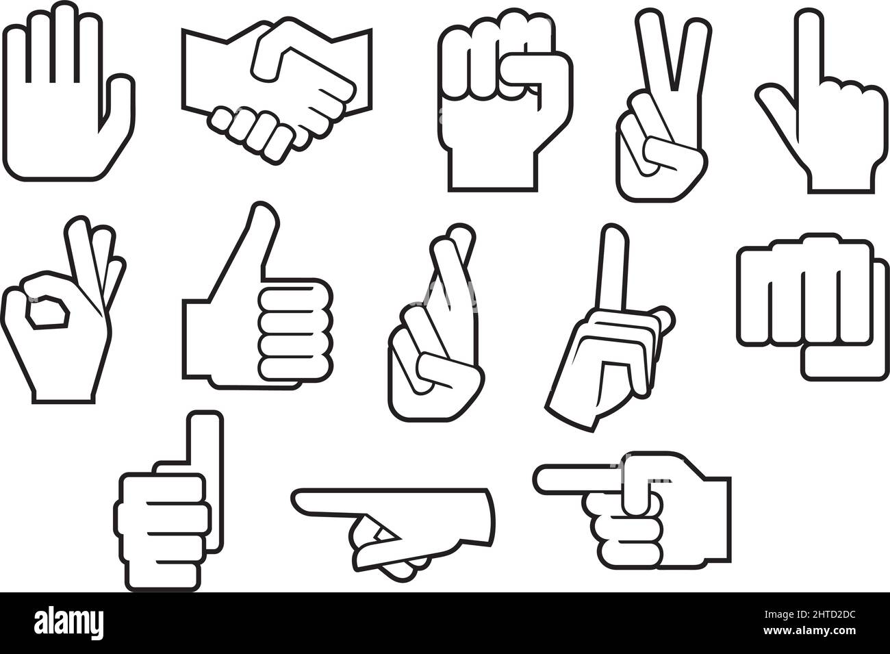 Human hand thin line icons vector illustration Stock Vector Image & Art ...