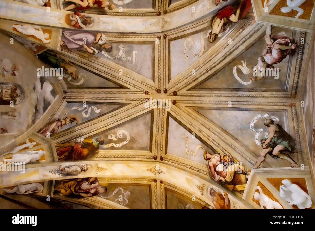 Italy, Lombardy, Lake Iseo, Lake Sebino, Pisogne, Santa Maria della Neve, frescoes by Girolamo Romani says Romanino in 1534 Stock Photo