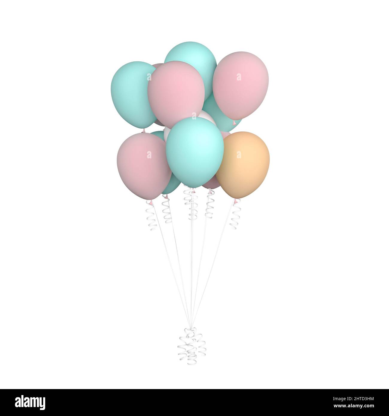 Balloon party isolated on white background with Clipping Path, 3d rendering Stock Photo