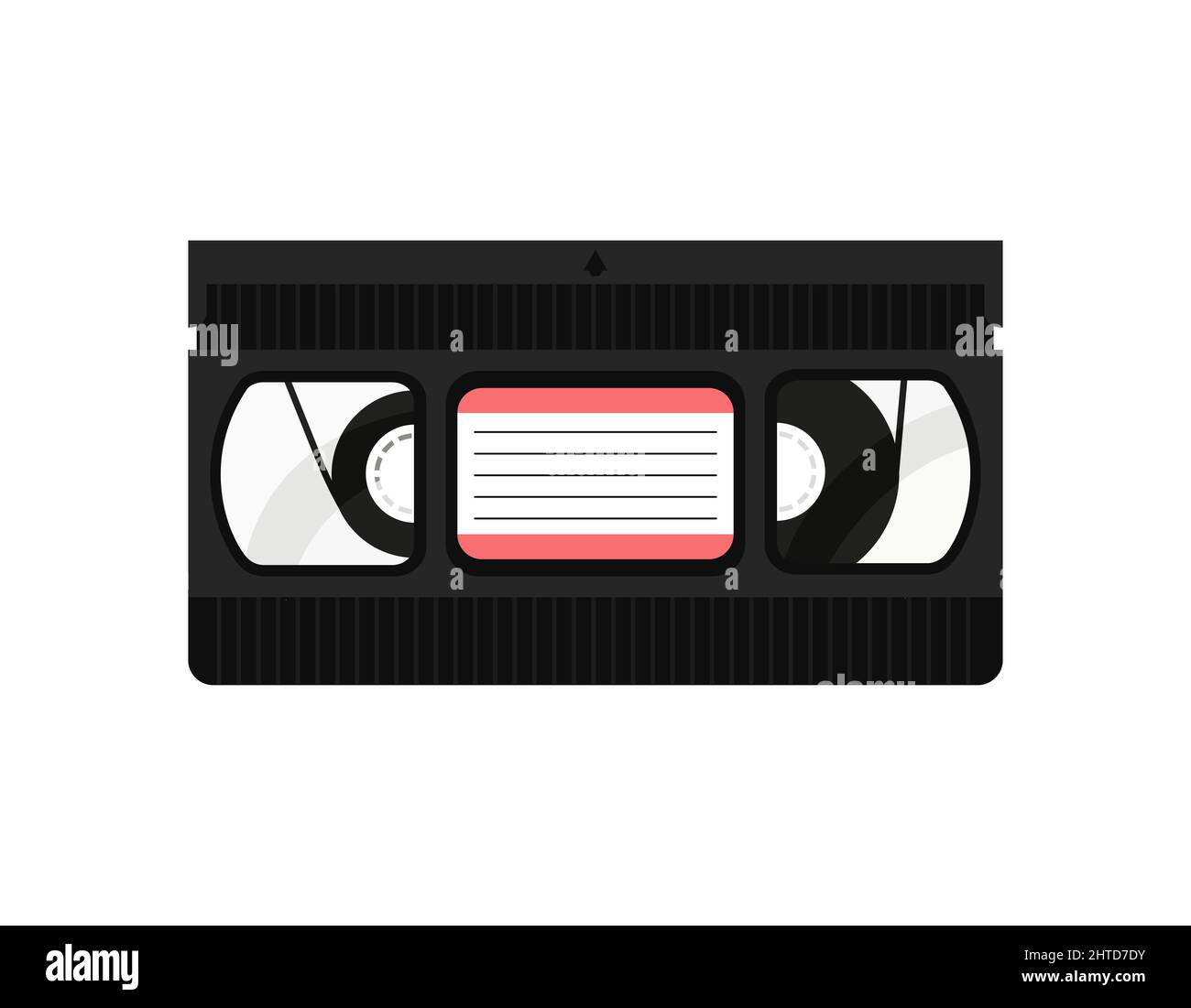 VHS tape isolated vector object on white background. Black