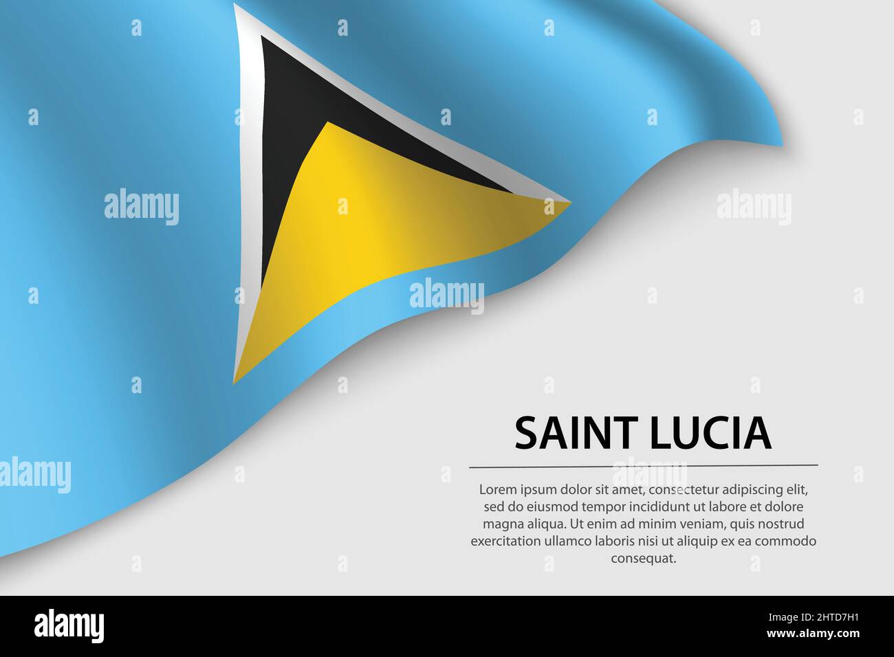 Wave flag of Saint Lucia on white background. Banner or ribbon vector template for independence day Stock Vector