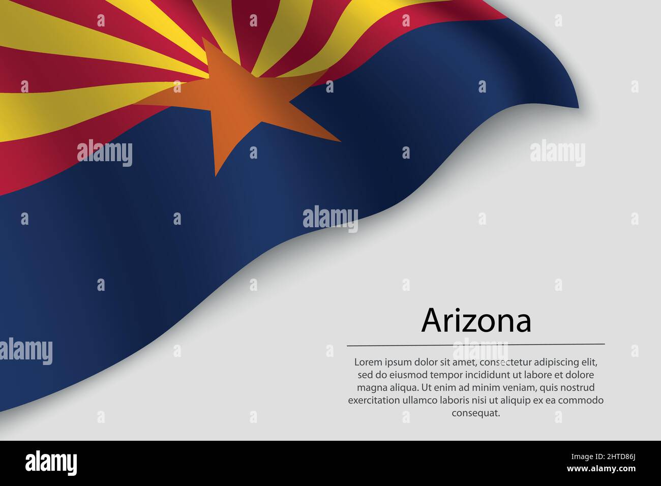 Wave flag of Arizona is a state of United States. Banner or ribbon vector template Stock Vector