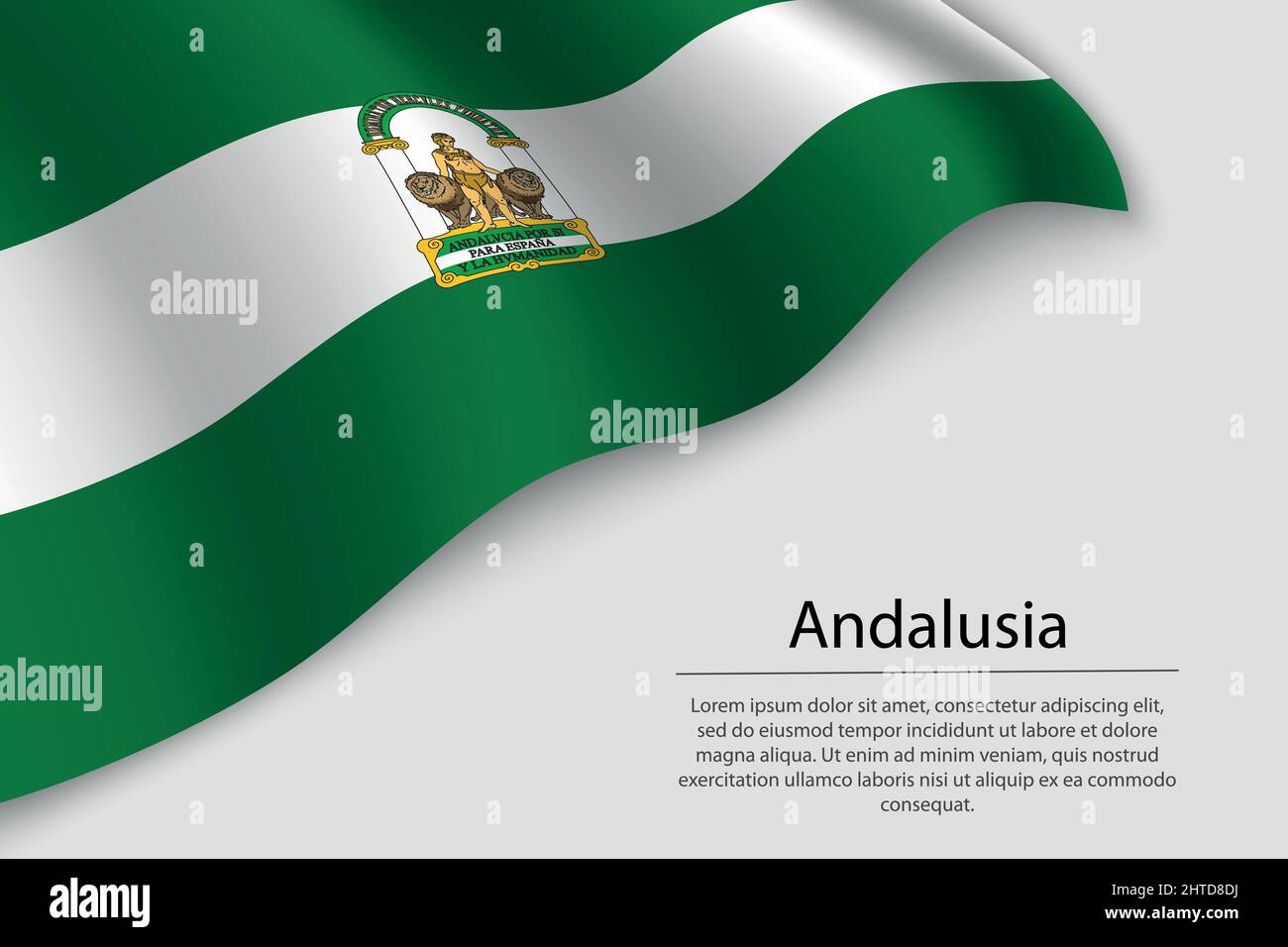 Wave flag of Andalusia is a region of Spain. Banner or ribbon vector template Stock Vector