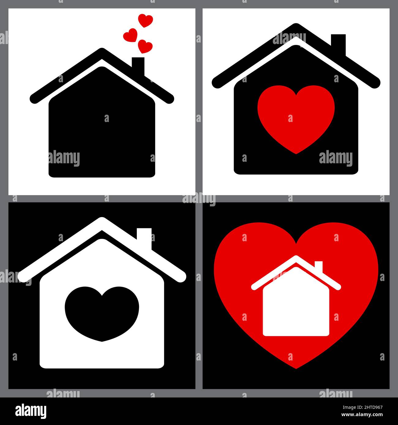 Heart happy family home house love union compassion concept icon logo element vector on white background Stock Vector