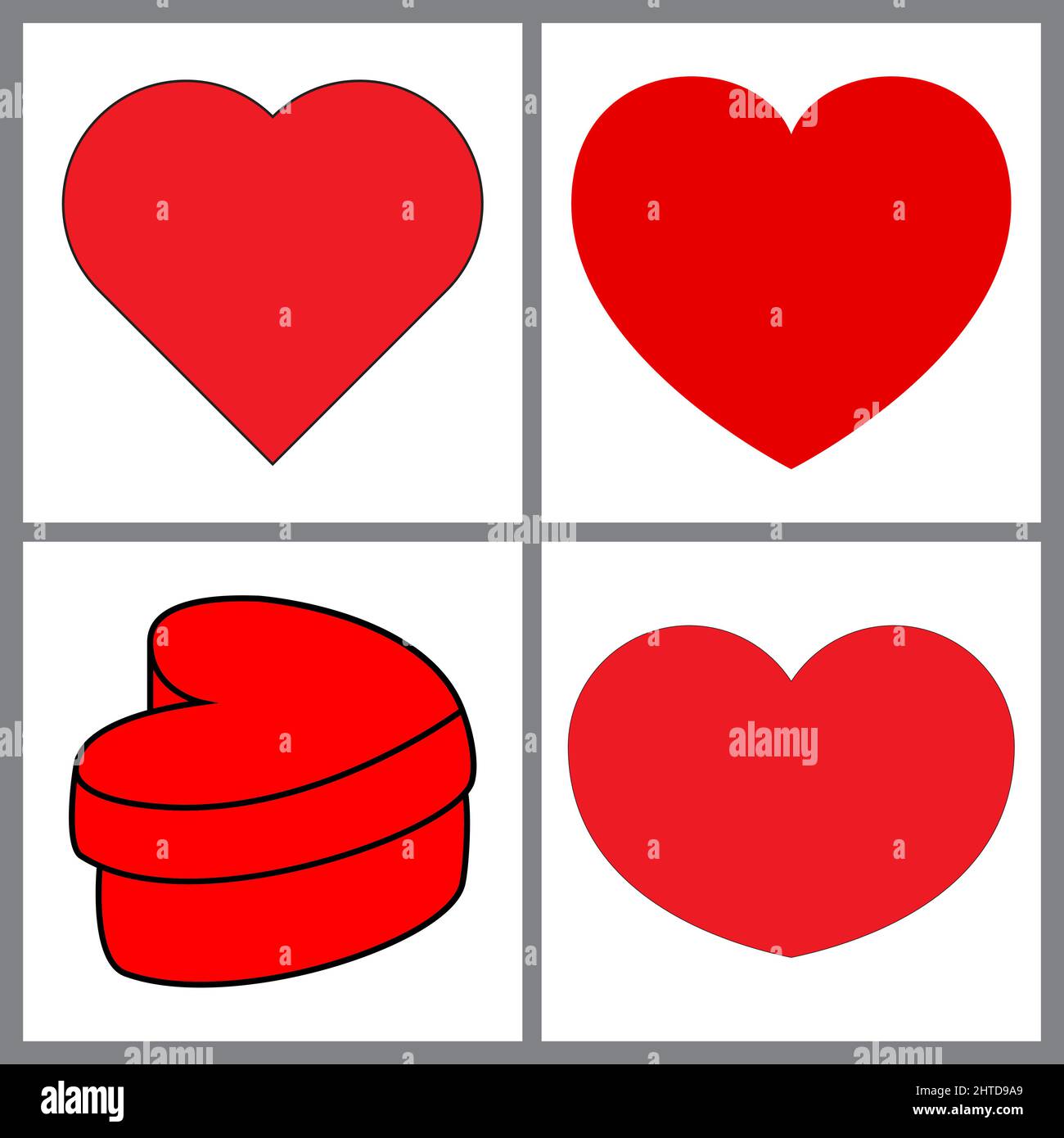 heart shape for love symbols vector cartoon set illustration isolated on white background Stock Vector