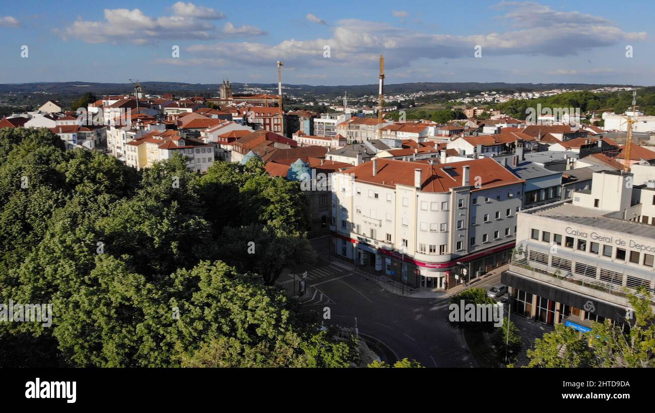 Closeup of the cityscape of Viseu in Portugal Stock Photo