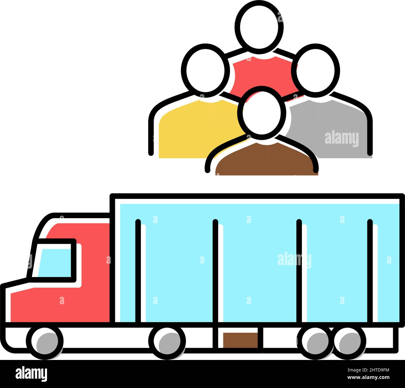 truck transportation refugee color icon vector illustration Stock Vector