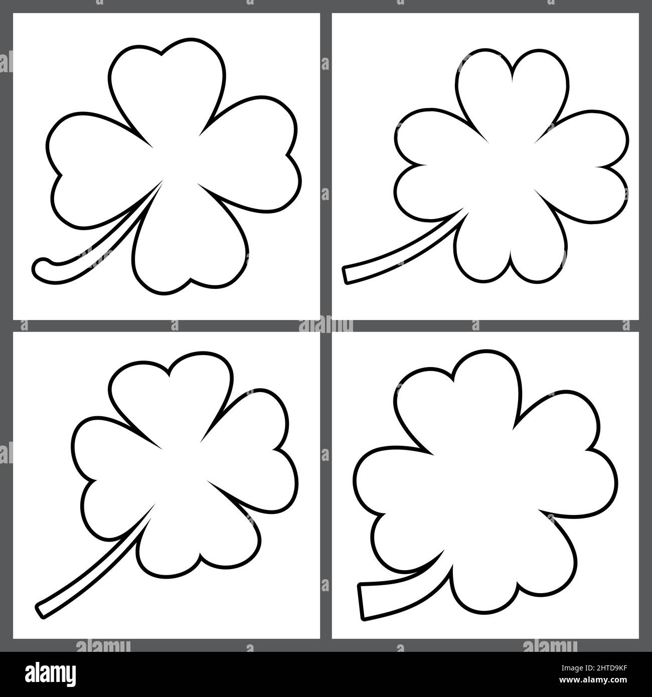 Clover icon, St Patricks Day symbol, outline design template, four leaf, vector illustration Stock Vector