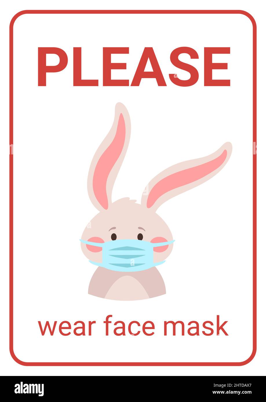 Vector cartoon style bunny wearing face mask Stock Vector