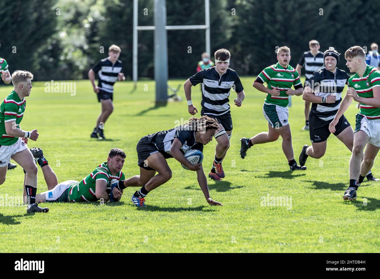 Newcastle Falcons vs Leicestershire Tigers under 18's at Oval Park Training Ground Leicester. Stock Photo