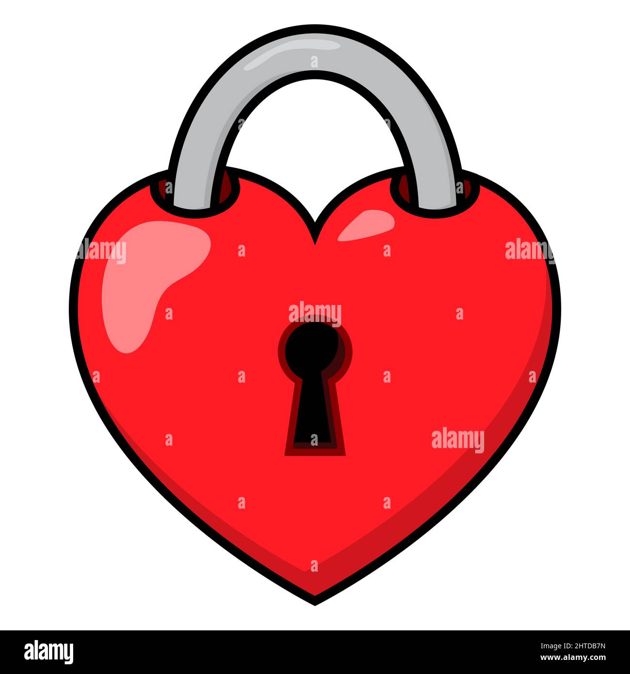 Heart shape lock icon. vector cartoon illustration isolated on white background Stock Vector