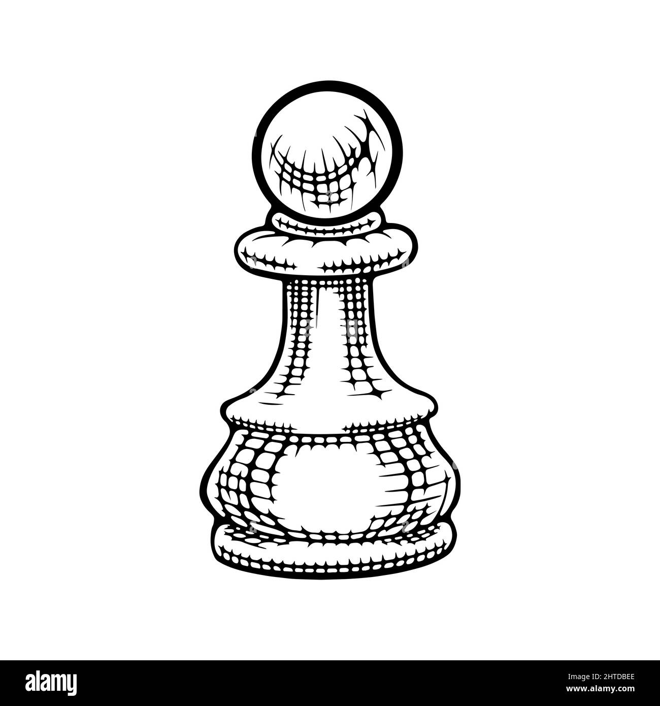 Pawn - chess piece isolated on white background. Hand drawn sketch