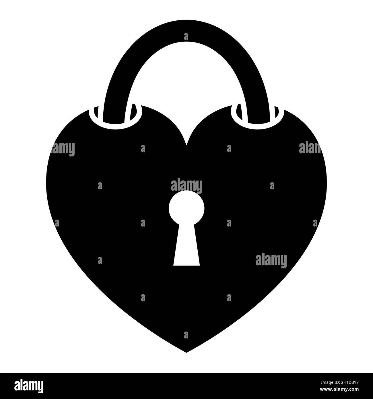 Heart shape lock icon. vector silhouette illustration isolated on white background Stock Vector