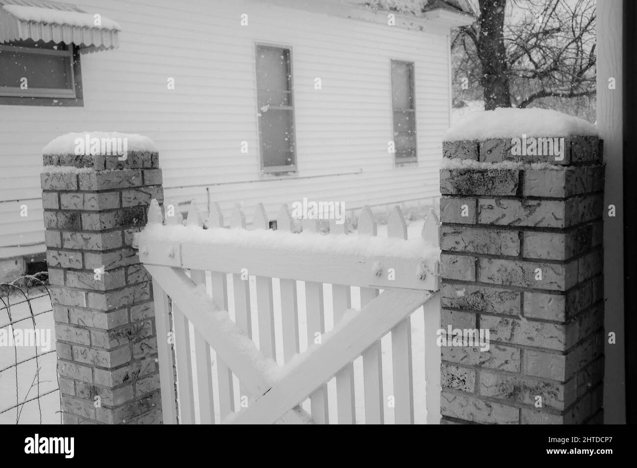 White wooden gate Black and White Stock Photos & Images - Alamy