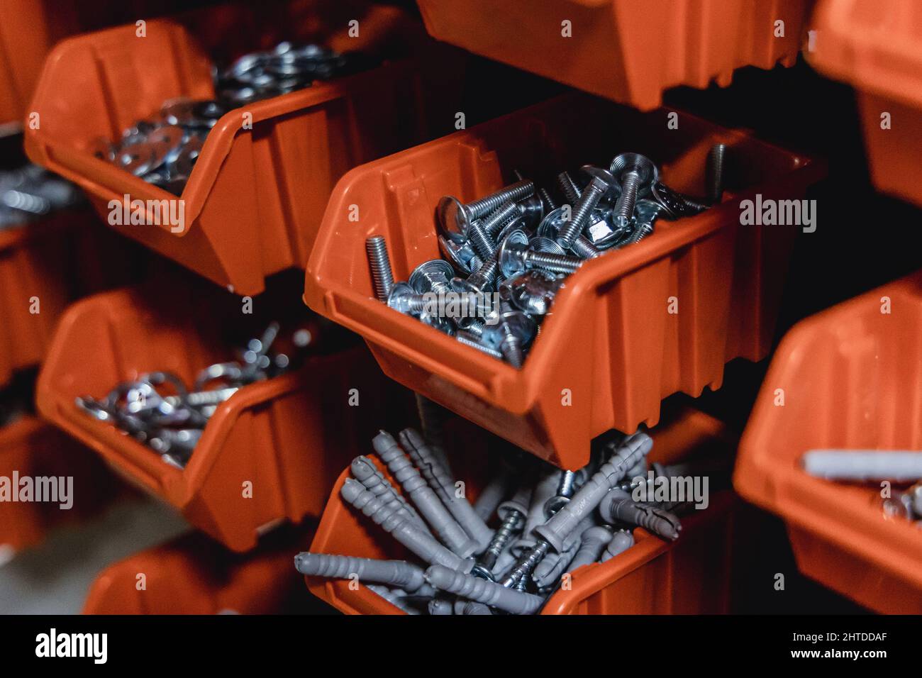 Small boxes with screws and nuts in a Stock Photo Alamy