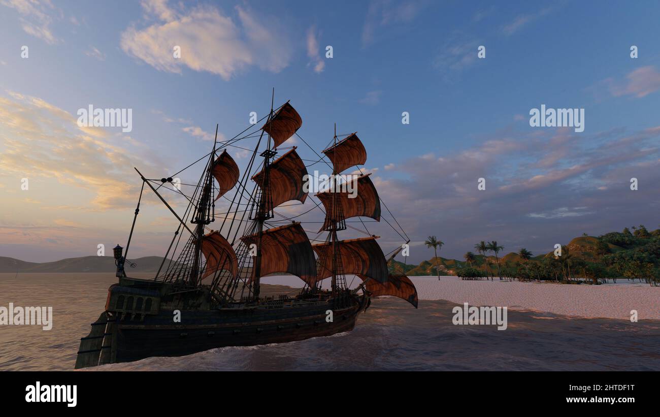 Sailing boat against the sunset sky Stock Photo - Alamy