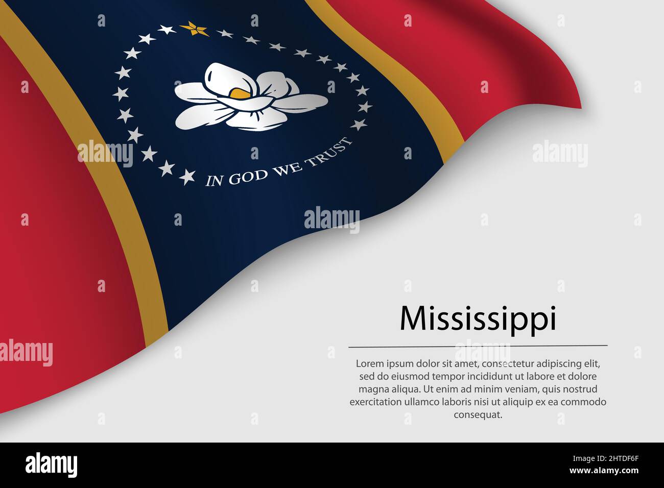 Wave flag of Mississippi is a state of United States. Banner or ribbon