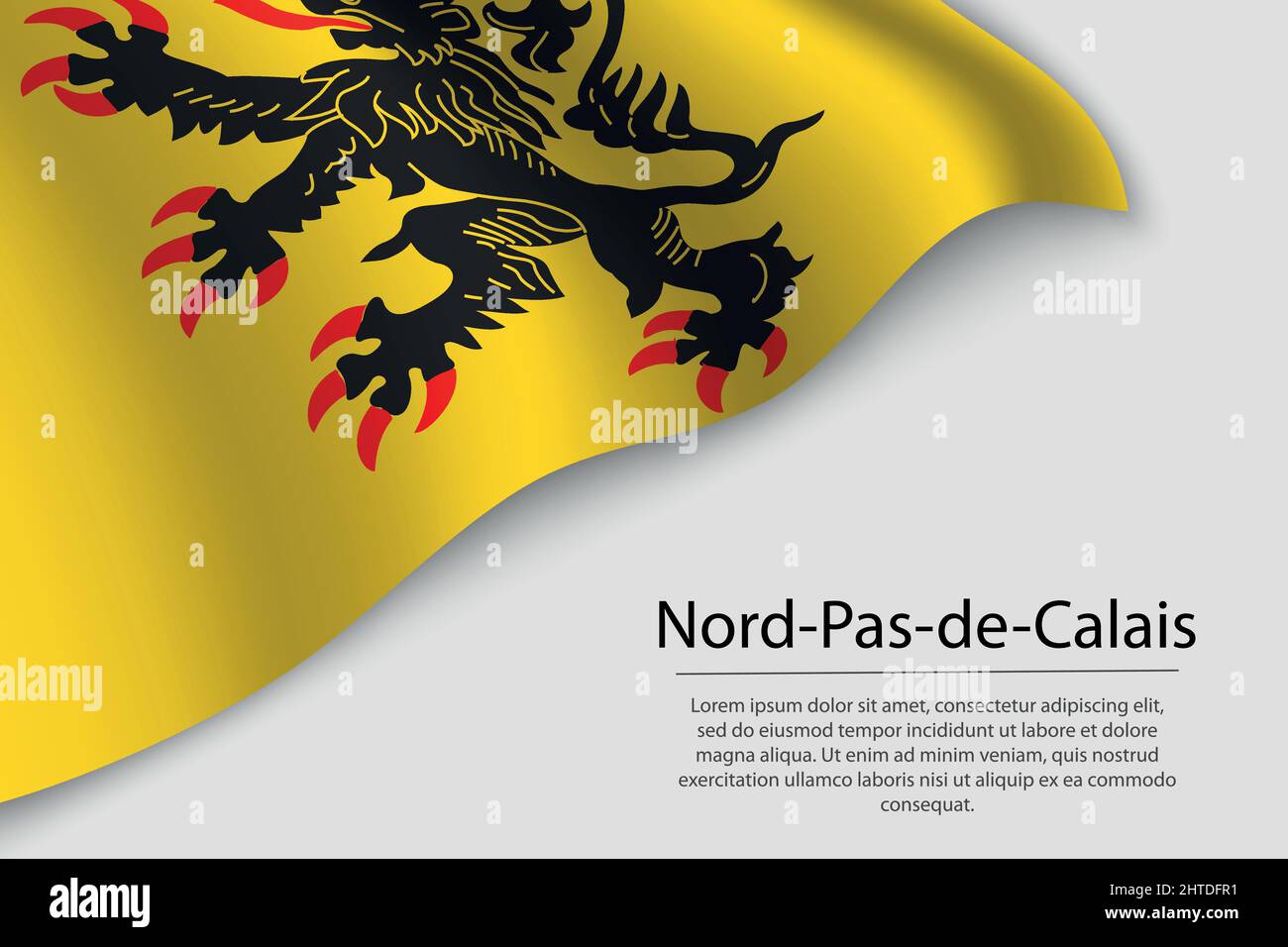 Wave flag of Nord-Pas-de-Calais is a region of France. Banner or ribbon vector template Stock Vector