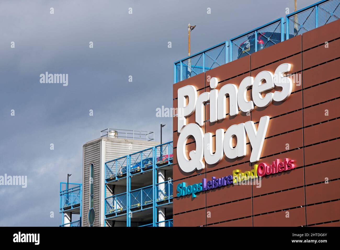 Sign for Princes Quay shopping centre in Hull, Humberside, East Yorkshire, England UK Stock Photo