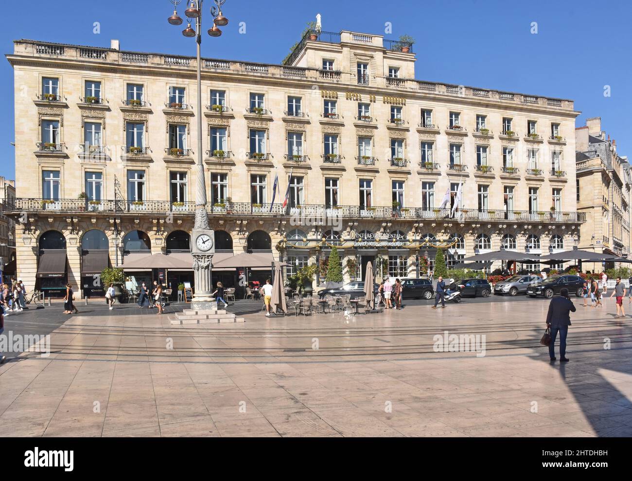 The Intercontinental, Grand Hotel de Bordeaux, facing the Grande Theatre across the Place de la Comédie, built in 1776, by the architect Victor Louis. Stock Photo