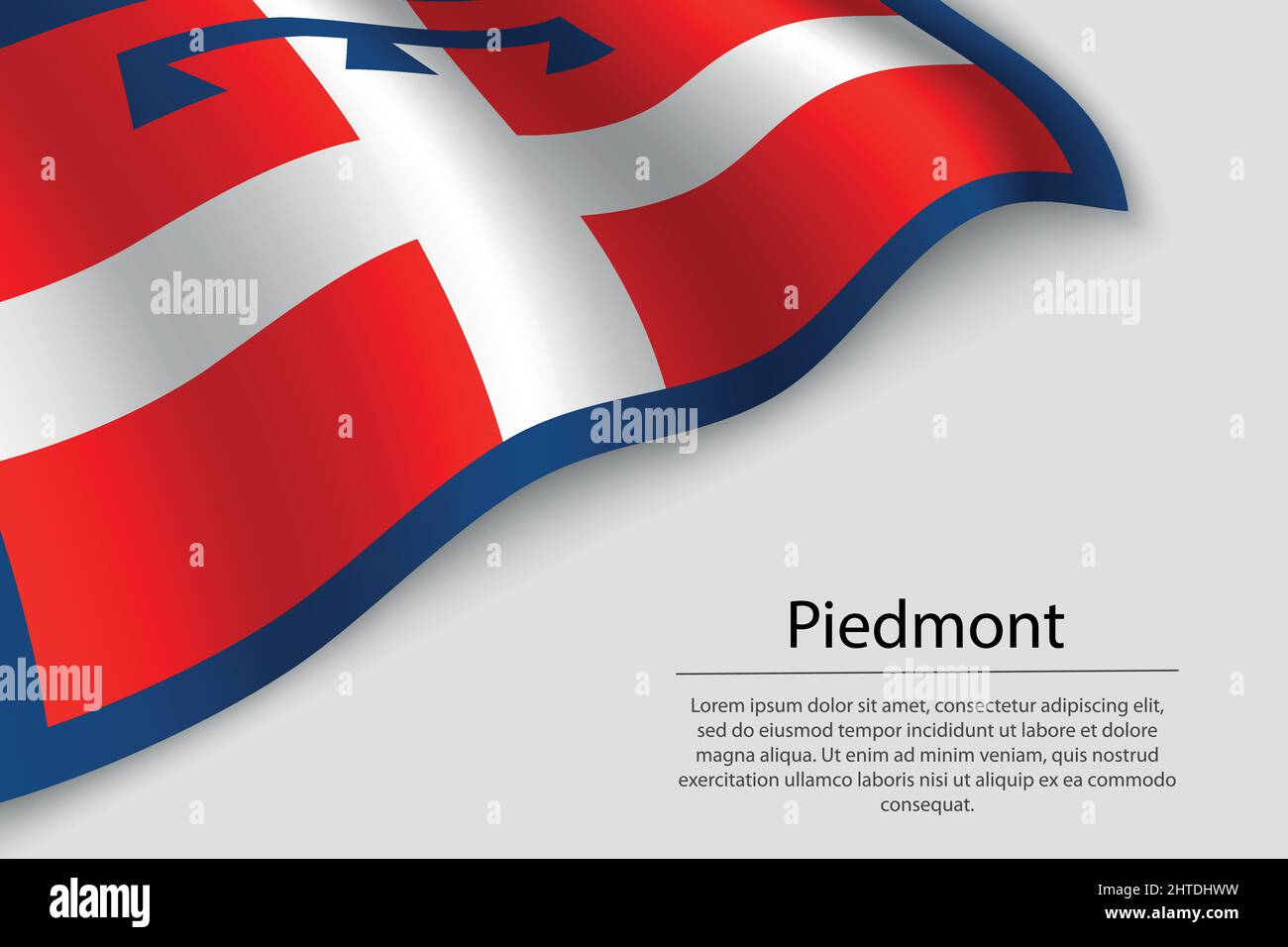 Wave flag of Piedmont is a region of Italy. Banner or ribbon vector template Stock Vector