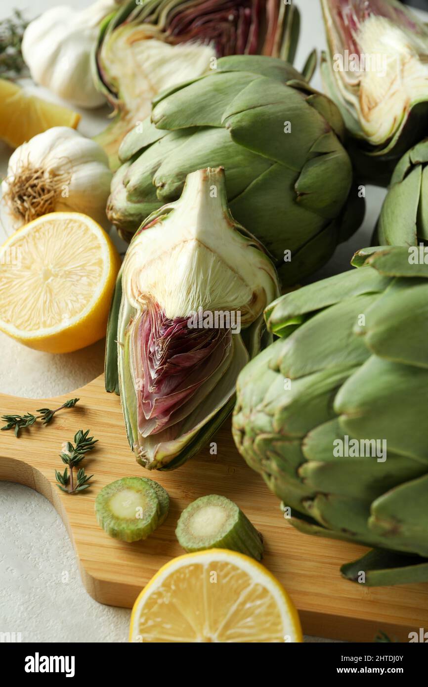 Concept of healthy food with artichoke plant Stock Photo Alamy