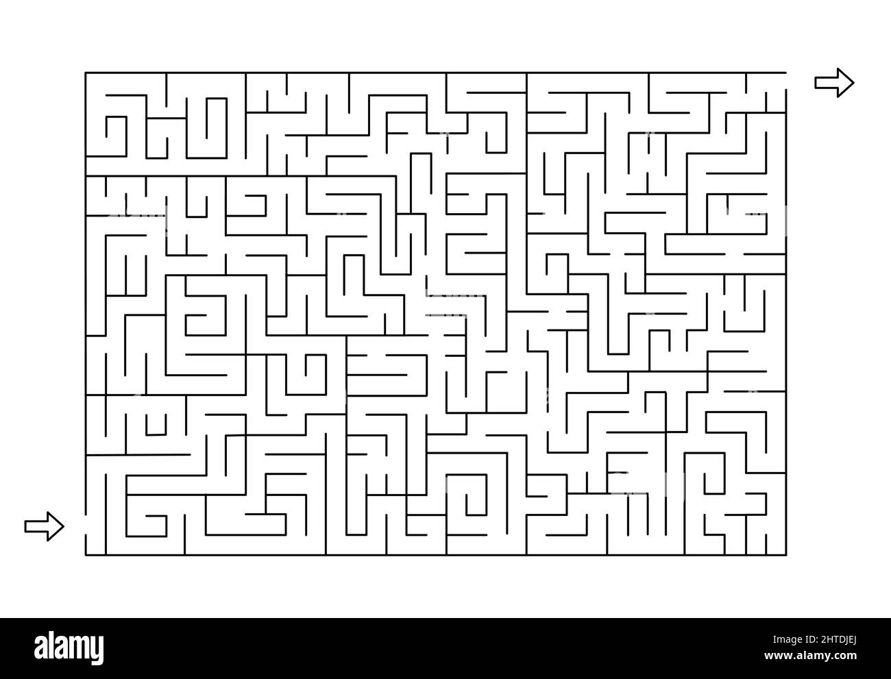 Rectangle labyrinth with entry and exit. Line maze game. Hard Medium
