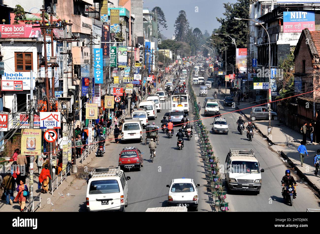 traffic jam in main street Kathmandu Nepal Stock Photo