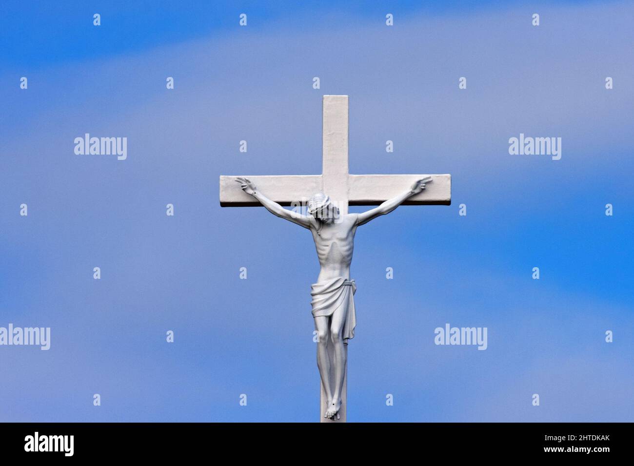 View of the Jesus on the cross with a sky background Stock Photo - Alamy