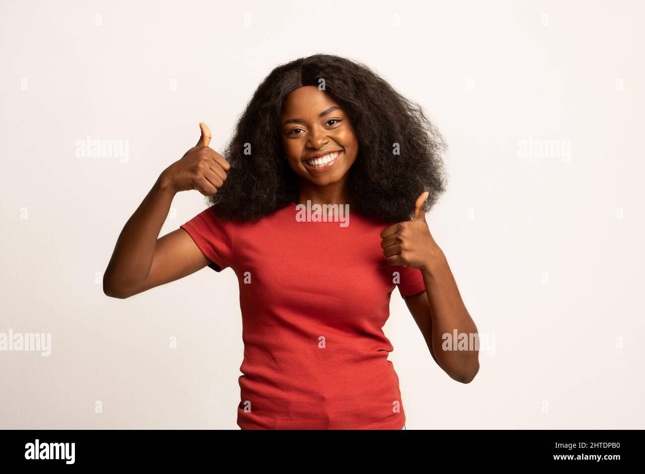 All Is Great. Positive African American Woman Showing Thumbs Up At ...