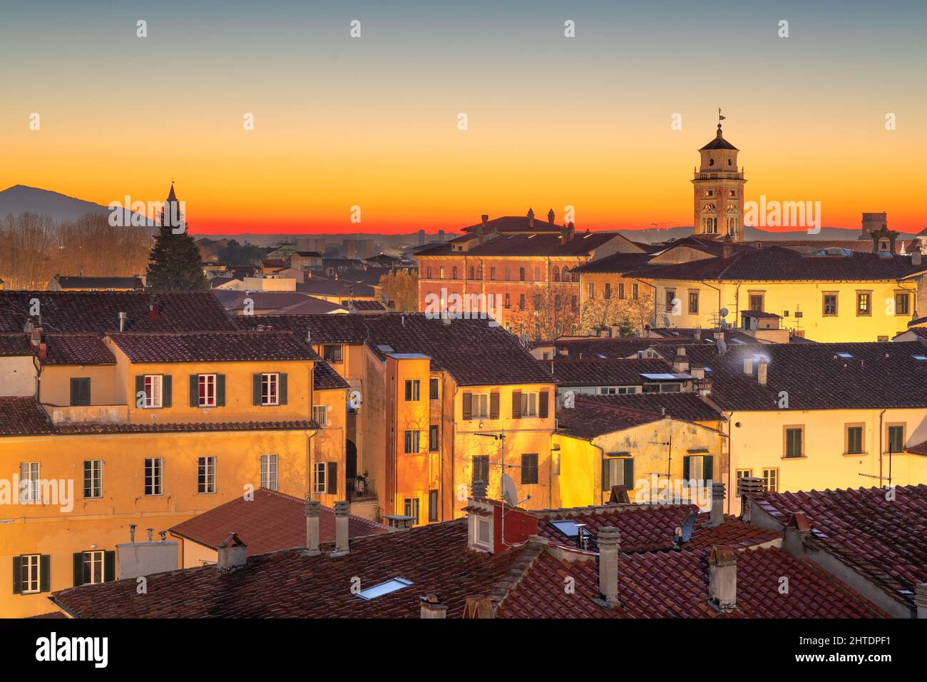 Pisa, Tuscany, Italy town skyline at twilight. Stock Photo