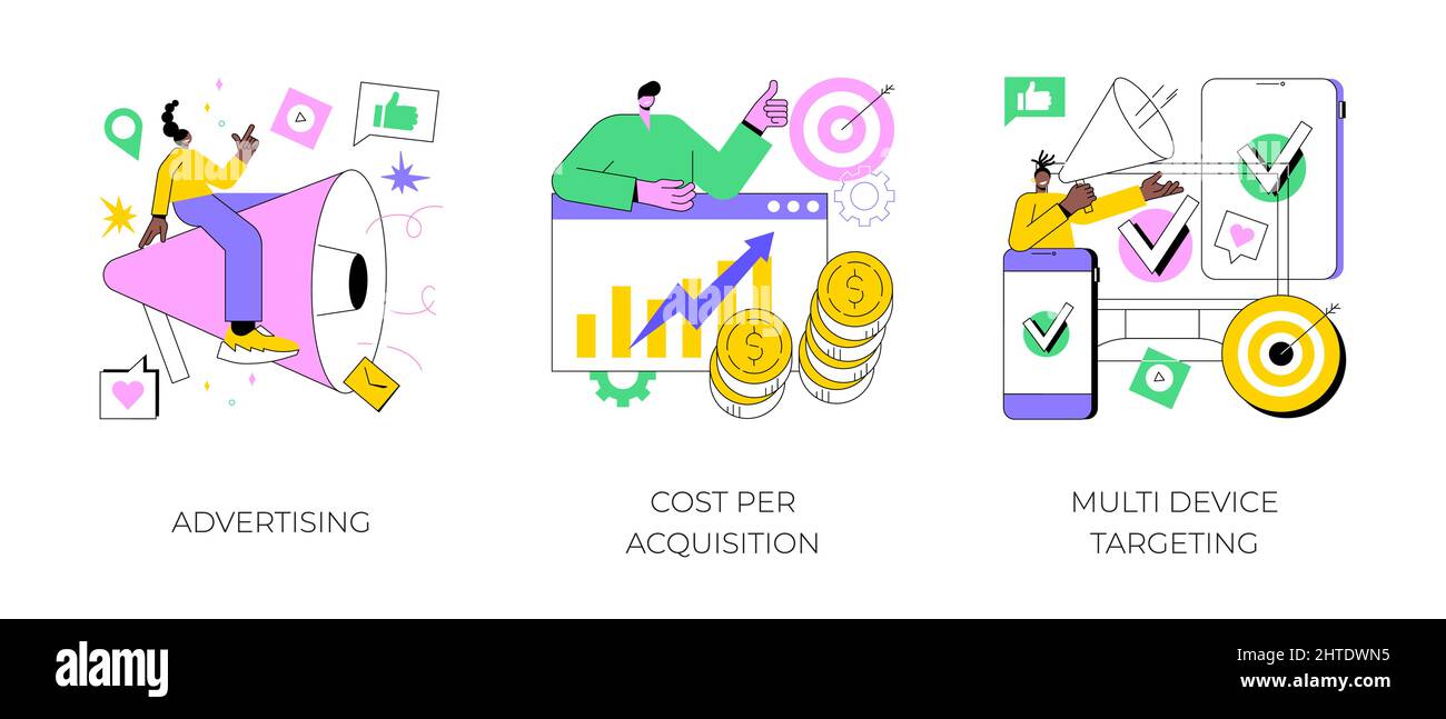 Online digital campaign abstract concept vector illustration set