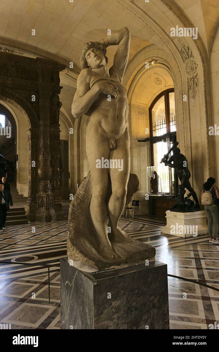 Michelangelo slaves statues at the Louvre museum, Paris, France Stock Photo