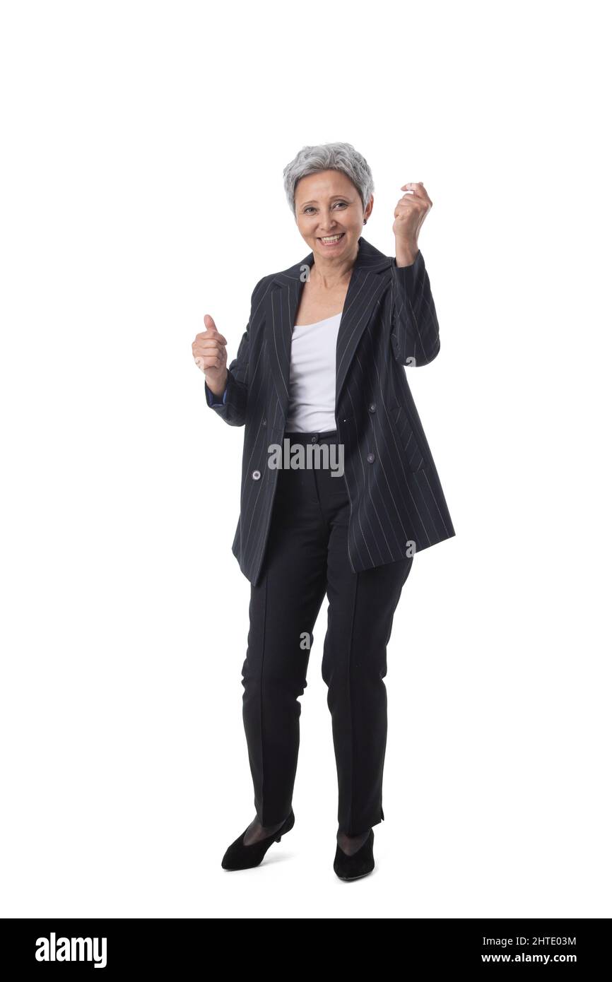 Mature woman fist up isolated hi-res stock photography and images - Alamy